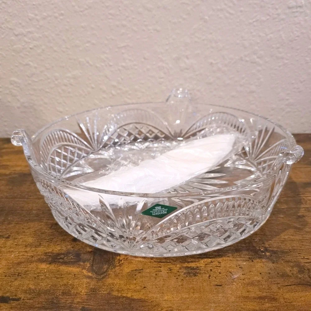 VTG 90s Shannon Godinger 24% Lead Crystal Footed Cake Stand NOS Server W/Box